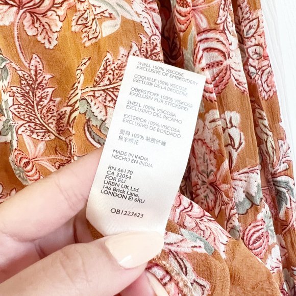 Anthropologie Mina Printed Sheer Peasant Blouse Women's Size Medium Petite MP - Picture 7 of 10